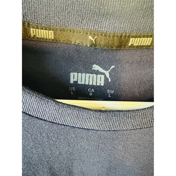 PUMA Graphic Logo T-Shirt Mens Large Navy Blue Short Sleeve‎ Tee Top - Picture 3 of 3